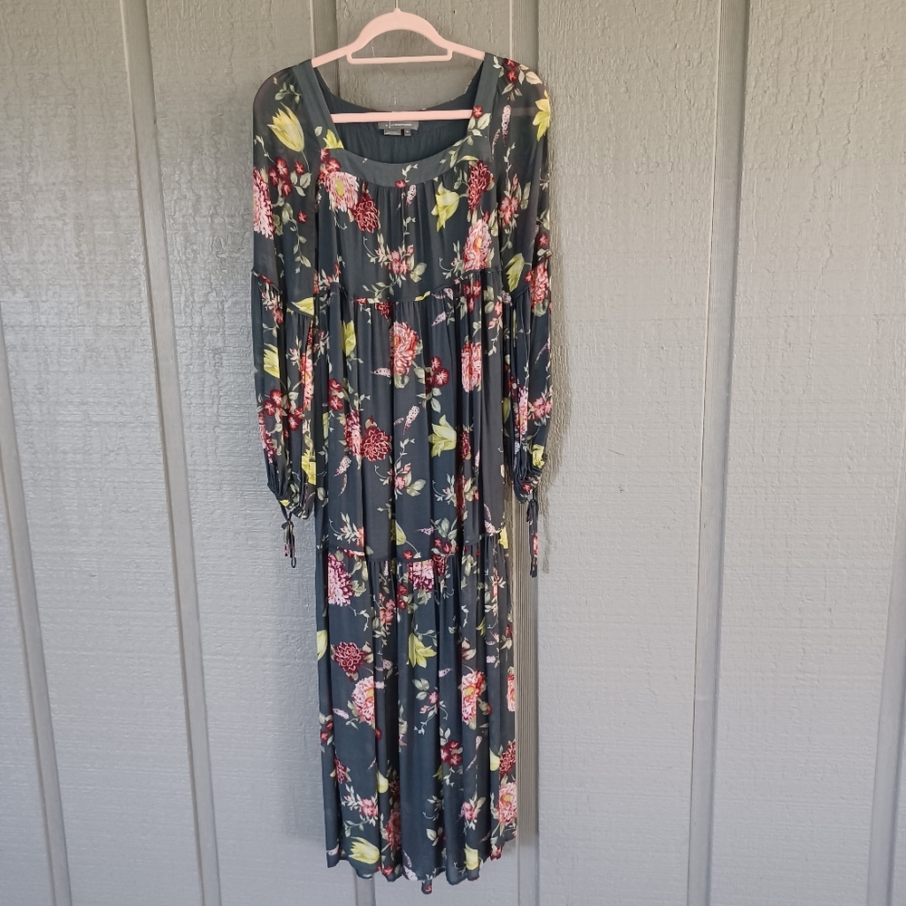 Anthropologie Evelin Floral Maxi Size XS Women Tiered Peasant Boho Long Sleeve - Picture 2 of 13
